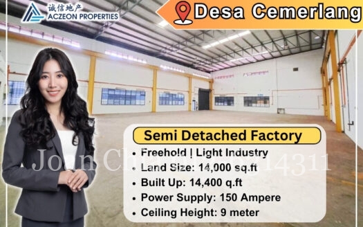 For Rent Desa Cemerlang, Semi Detached Factory